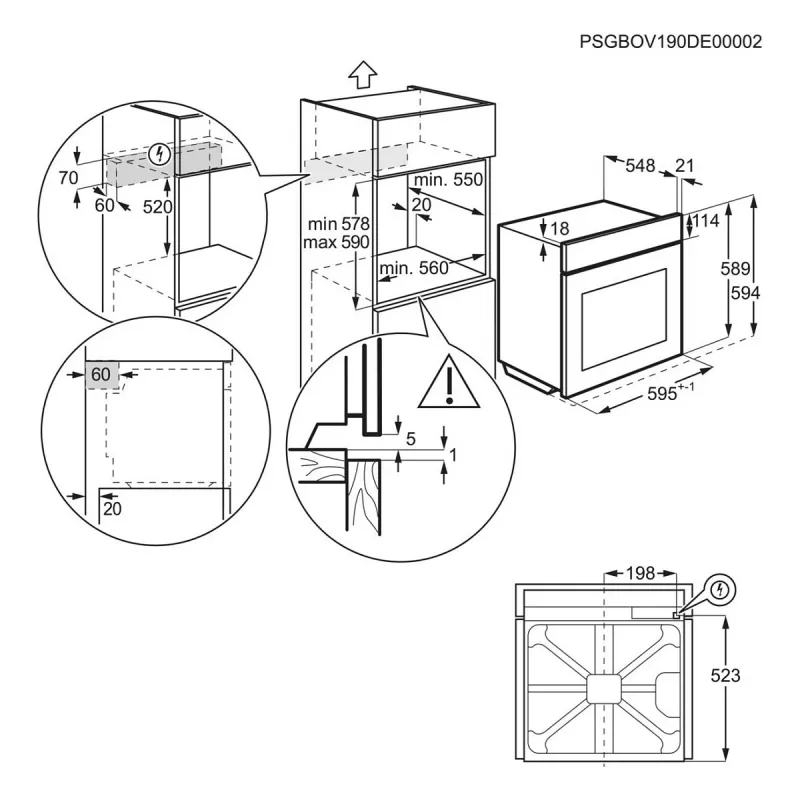 Forno elettrico da incasso AEG Serie 5000 OU5AB20SM – 72 l, A+, acciaio inox/nero, touch e manopole