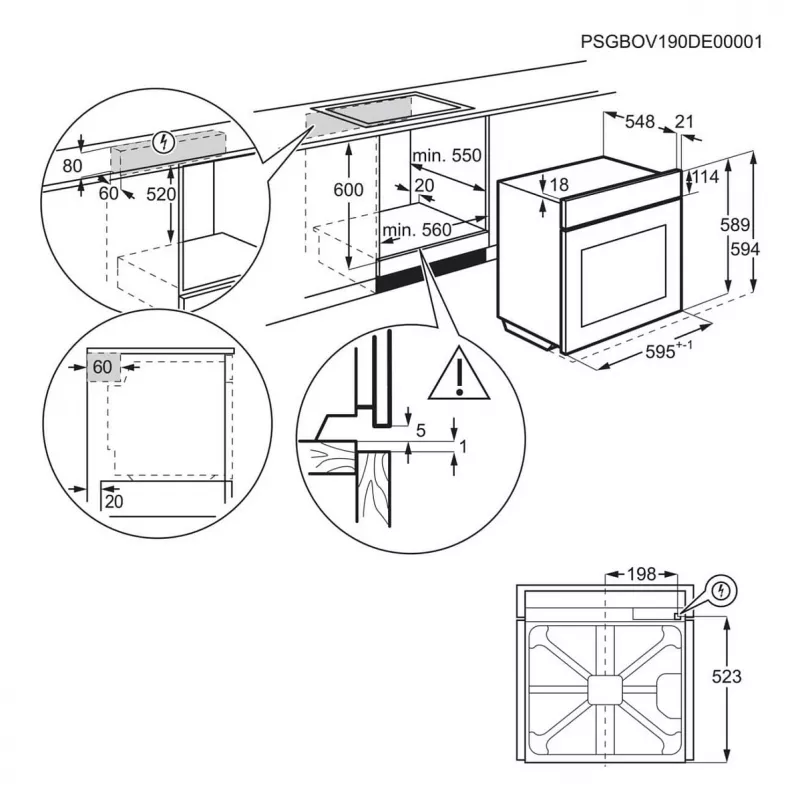 Forno elettrico da incasso AEG Serie 5000 OU5AB20SM – 72 l, A+, acciaio inox/nero, touch e manopole
