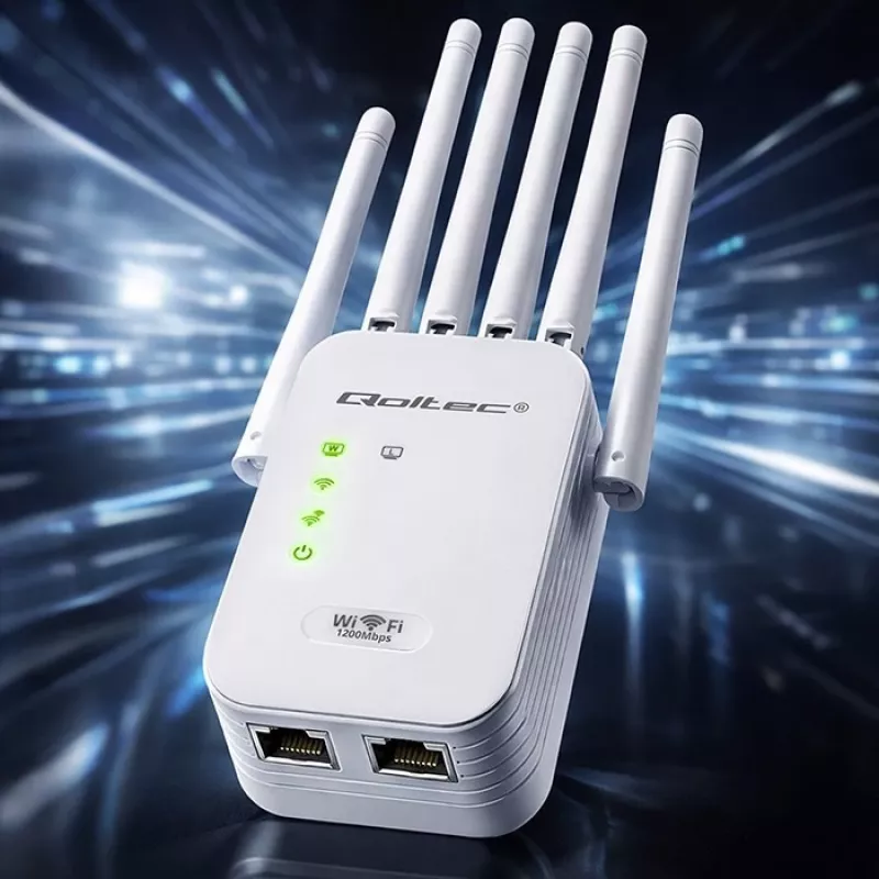 Ripetitore di segnale Wi‑Fi QOLTEC AC1200 – ripetitore dual band QOLTEC AC1200