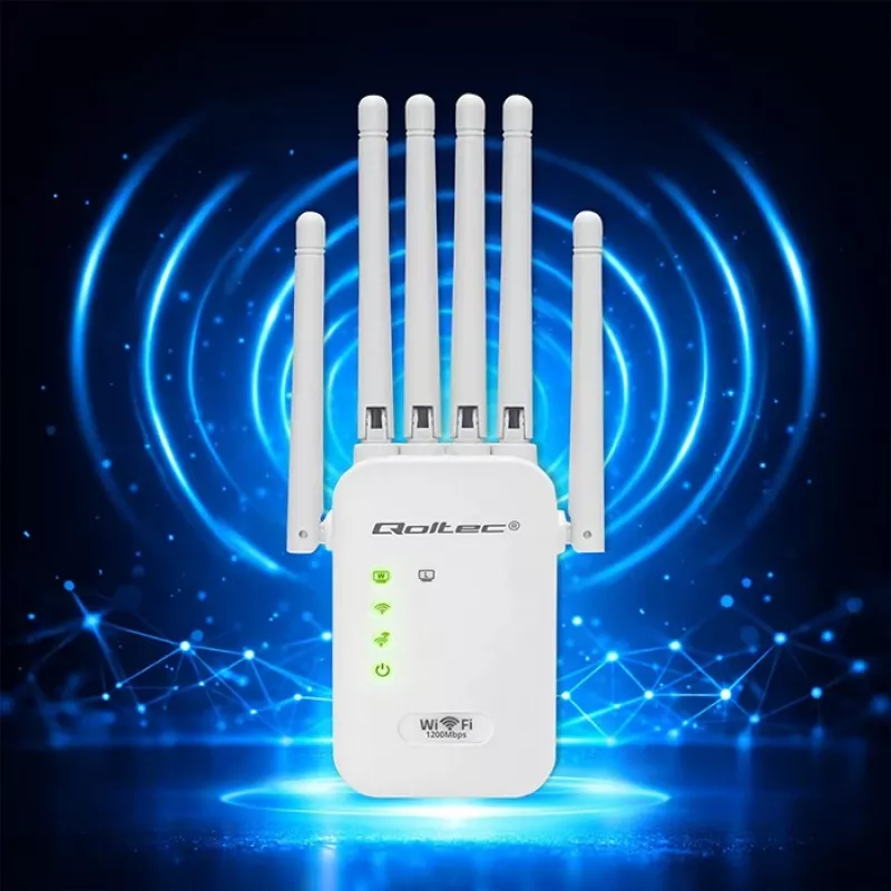 Ripetitore di segnale Wi‑Fi QOLTEC AC1200 – ripetitore dual band QOLTEC AC1200