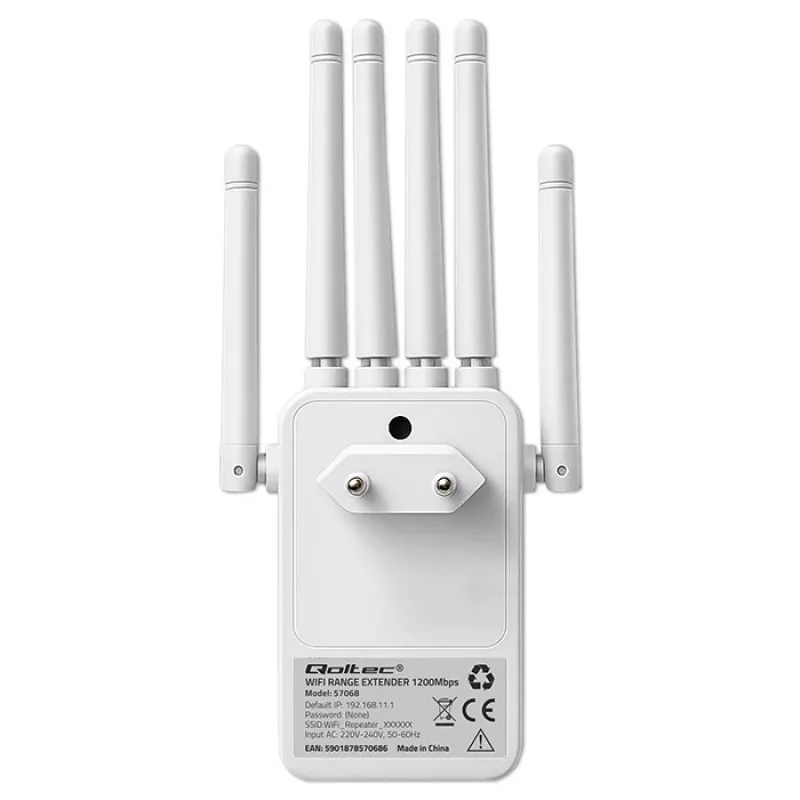 Ripetitore di segnale Wi‑Fi QOLTEC AC1200 – ripetitore dual band QOLTEC AC1200