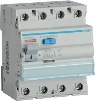 Relè differenziale Hager CD441J 30 mA 4×40 A AC