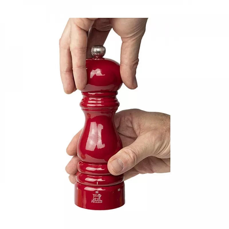 Macinapepe PEUGEOT Paris 18 cm uSelect, legno laccato rosso, macinatura regolabile