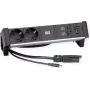 Modulo di alimentazione Bachmann DESK2 ALU nero – unità prese da scrivania con 2x prese CEE7/3, cavo 1,0 m, 1x caricabatterie USB 22W