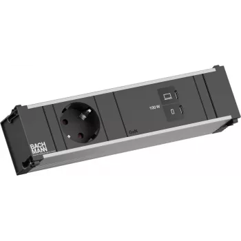 Bachmann CONI BM0023770 Modulo da incasso 1x presa CEE7/3 1x USB-C/C 100W nero L=0,2m