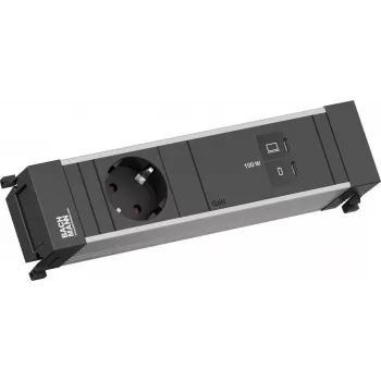 Modulo prese Power Frame Bachmann BM0023854 con 1x presa CEE7/3 e 1x cavo USB-C/USB-C da 100W, L=0,2m
