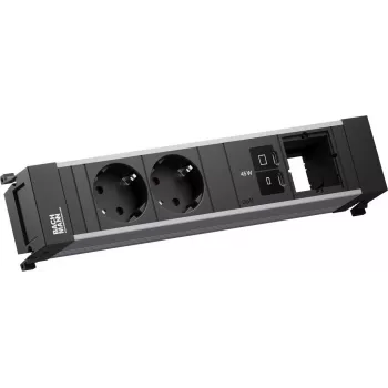 Ciabatta Power Frame Bachmann BM0024207 con 2x prese CEE7/3, 1x USB-C PD 45W, 1x modulo di connessione, cavo 0,2 m
