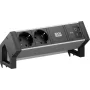 Bachmann DESK2 ALU nero Barra di connessione da tavolo 2x CEE7/3 1x USB-C/C 45W nero RAL9005