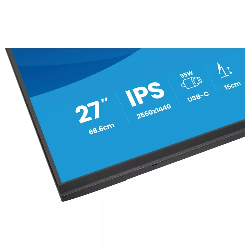 Monitor per computer IIYAMA ProLite XB2797QSN-B1 27 inch 2560x1440 Quad HD LCD IPS, opaco, USB 3.2 Hub, altoparlanti, regolabile in altezza, VESA