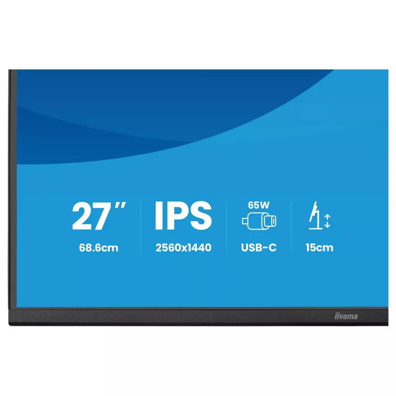 Monitor per computer IIYAMA ProLite XB2797QSN-B1 27 inch 2560x1440 Quad HD LCD IPS, opaco, USB 3.2 Hub, altoparlanti, regolabile in altezza, VESA