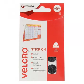VELCRO punti adesivi autoadesivi, gancio e felpa 16mm x 16 set nero