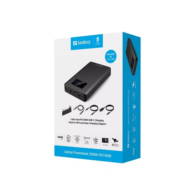 SANDBERG powerbank per laptop 20000 PD100W