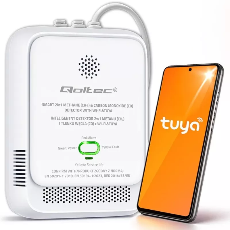 Rilevatore di fughe di gas e monossido di carbonio QOLTEC 52654 – sensore per gas naturale e CO