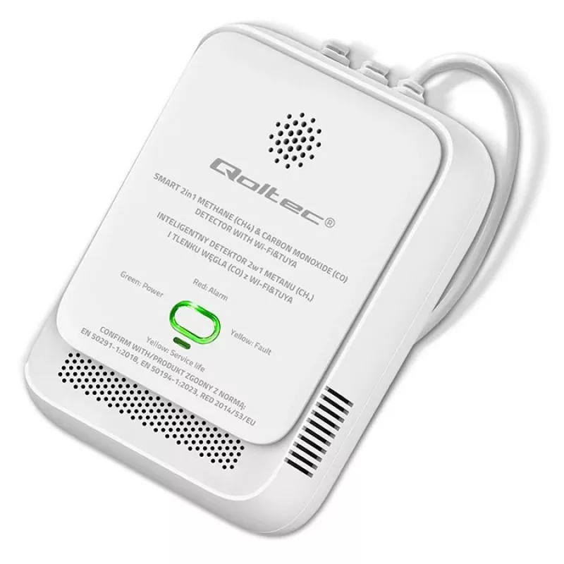 Rilevatore di fughe di gas e monossido di carbonio QOLTEC 52654 – sensore per gas naturale e CO