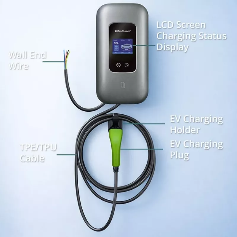 Stazione di ricarica EV QOLTEC trifase 22 kW 32 A con WLAN (modello 52723)