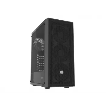 Fury Shobo SH8F Case PC Midi Tower — nero, con finestra, senza alimentatore, 2×USB 3.0, 1×USB 2.0, 2×Audio, incluse 4 ventole da 120mm