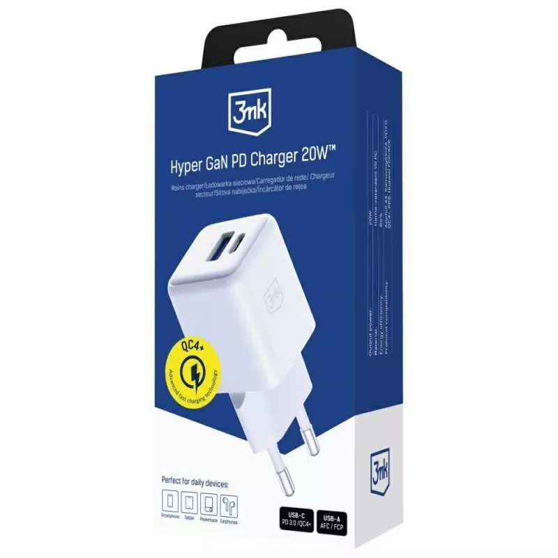 Caricabatterie per interni 3MK Hyper GaN caricabatterie universale rapido 100-240V