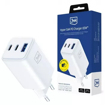 3MK Charger Hyper GaN 65W QC4+ — caricabatterie rapido USB GaN 65W con supporto QC4+