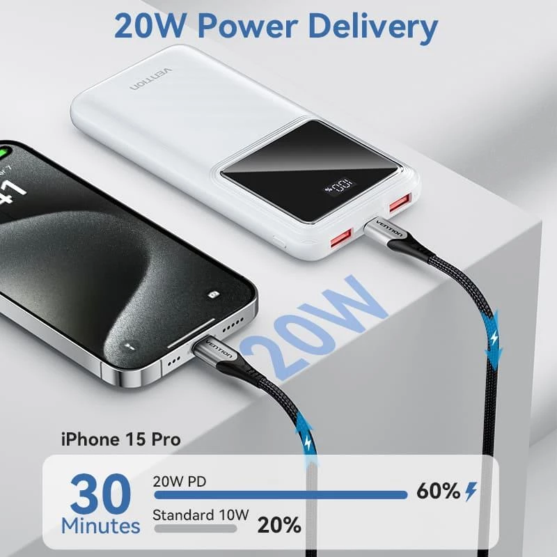Power bank USB 10000MAH 22.5W/NERO FHKB0 Vention
