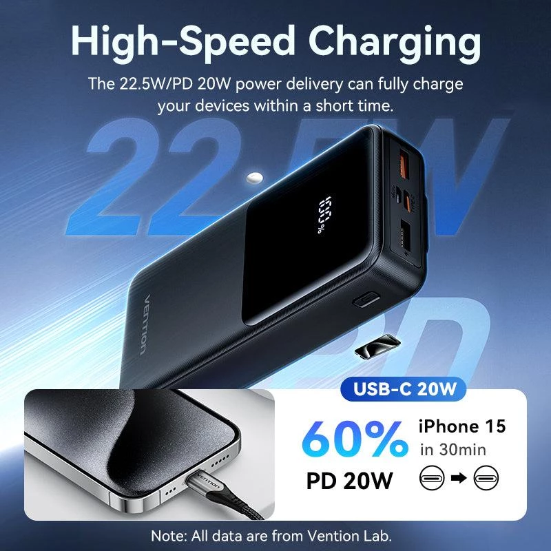 Power bank USB 20000MAH 22.5W/NERO FHPB0 Vention