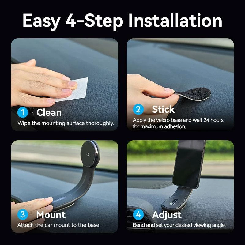 Caricabatterie auto magnetico wireless/nero KSJB0 Vention