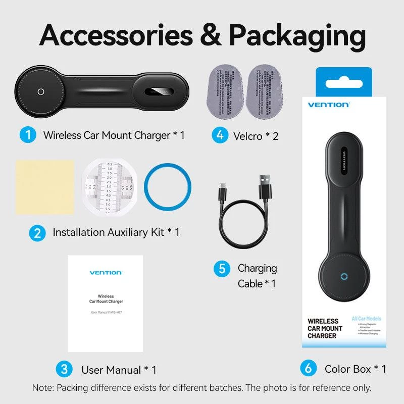 Caricabatterie auto magnetico wireless/nero KSJB0 Vention