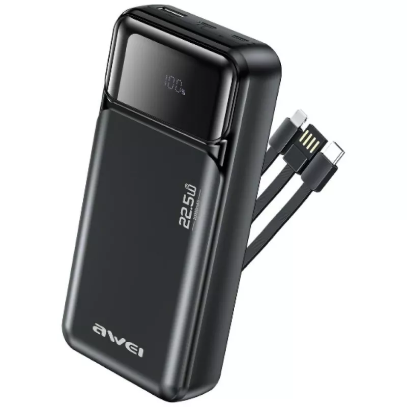 Powerbank Awei PA-93 20000mAh 22,5W PD con cavo di ricarica integrato