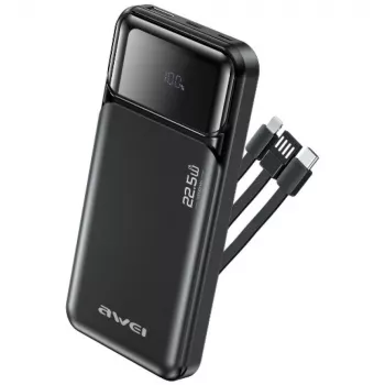 Powerbank Awei PA-91 10000mAh 22,5W PD 2xUSB-C + cavo nero