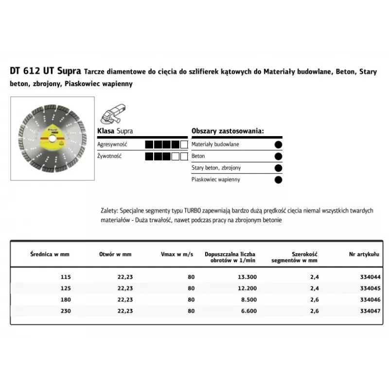 K.SHIELD DIAM. SEG. 230mm x 2,6mm x 22,2mm DT612UT