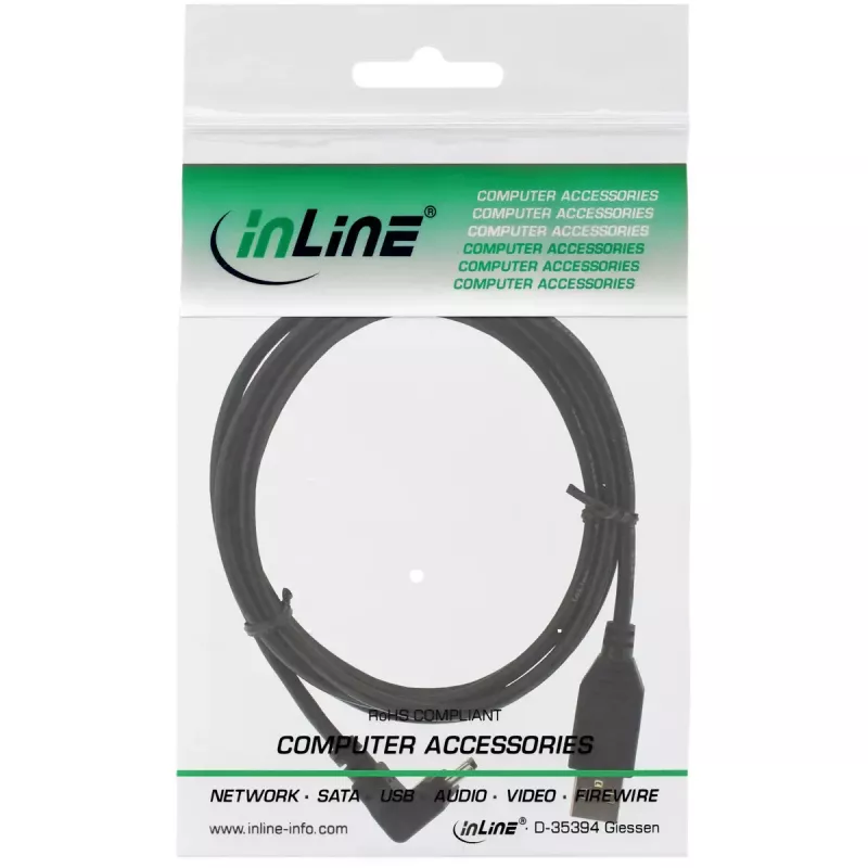 Cavo InLine USB 2.0 USB A maschio a Mini-USB B maschio, connettori angolari 90° verso l'alto, 1,5 m, nero