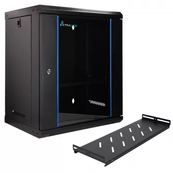 Extralink Lite 12U 530X400 Armadio rack a parete nero con ripiano