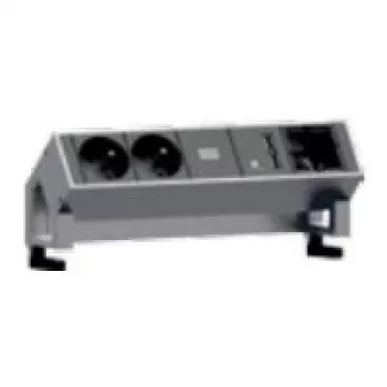Prolunga elettrica Bachmann DESK 2 0,2 m 2 prese AC nero acciaio inox
