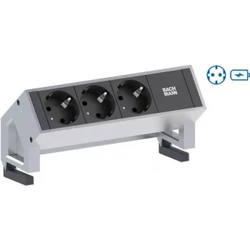 BACHMANN DESK2 1x presa Schuko 1x caricabatterie USB acciaio inox (902.5712)