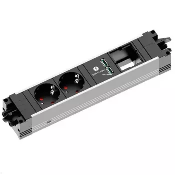 Ciabatta multipresa Bachmann STEP ALU 1x USB 1x Custom-Modul 2x presa
