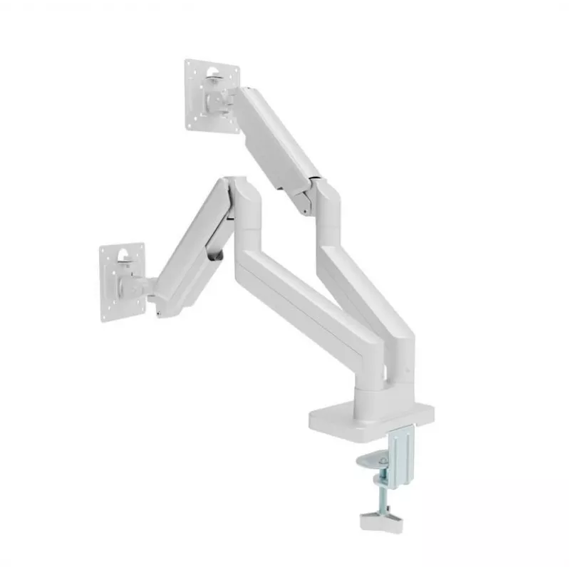 Supporto monitor GEMBIRD MA-DA2-06-W per schermi da 17–32 inch, montaggio a morsetto/binario da tavolo, bianco