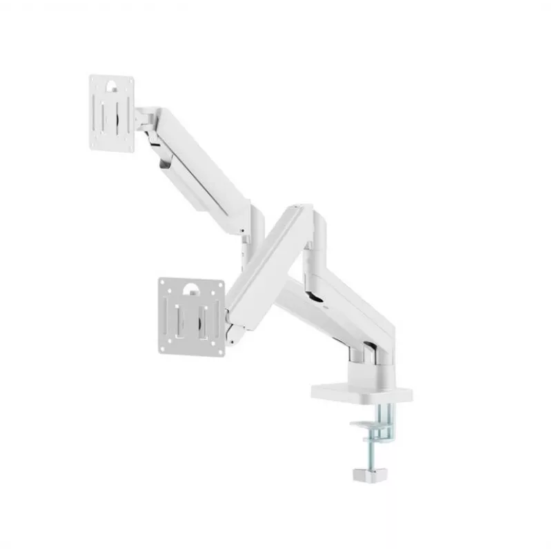 Supporto monitor GEMBIRD MA-DA2-06-W per schermi da 17–32 inch, montaggio a morsetto/binario da tavolo, bianco
