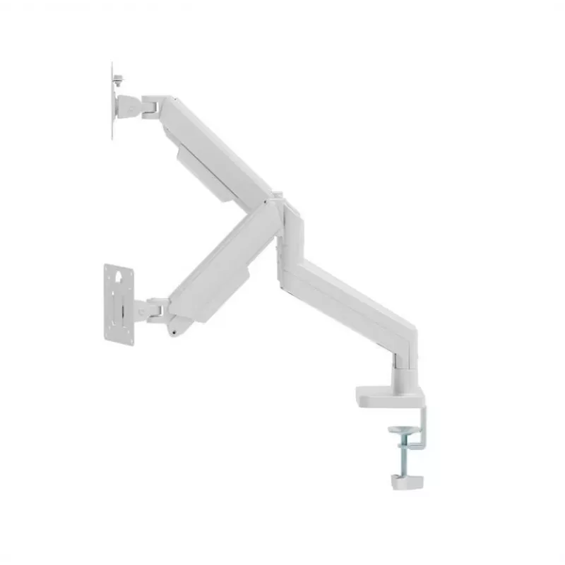 Supporto monitor GEMBIRD MA-DA2-06-W per schermi da 17–32 inch, montaggio a morsetto/binario da tavolo, bianco