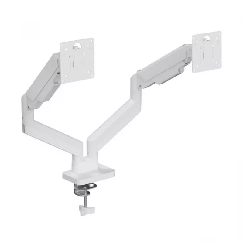 Supporto monitor GEMBIRD MA-DA2-06-W per schermi da 17–32 inch, montaggio a morsetto/binario da tavolo, bianco