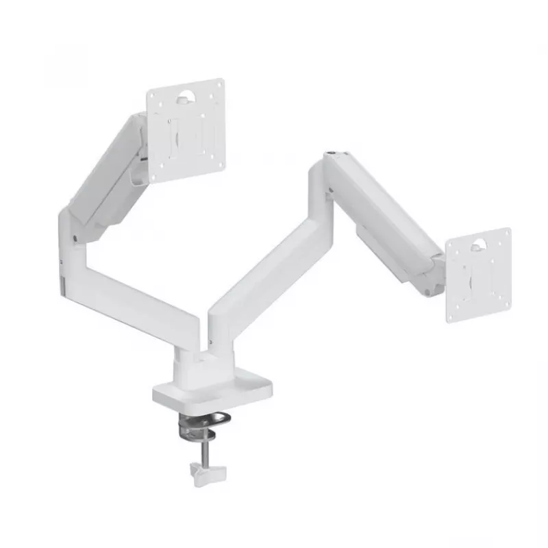 Supporto monitor GEMBIRD MA-DA2-06-W per schermi da 17–32 inch, montaggio a morsetto/binario da tavolo, bianco