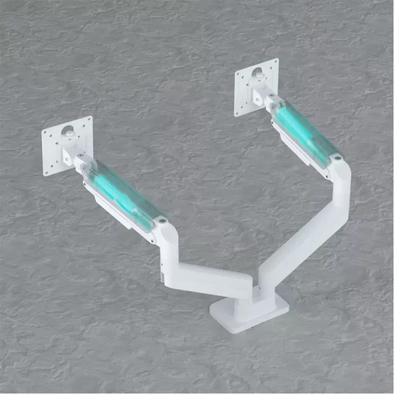 Supporto monitor GEMBIRD MA-DA2-06-W per schermi da 17–32 inch, montaggio a morsetto/binario da tavolo, bianco