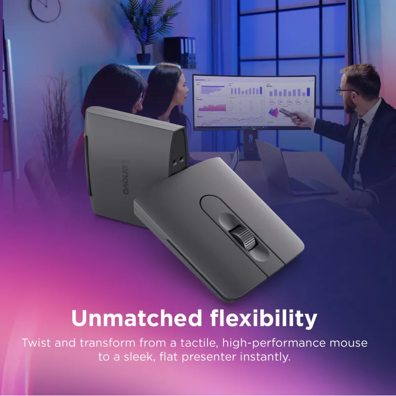Mouse Bluetooth wireless ambidestro Lenovo 4Y51T62792 — LED IR, 4000 DPI, 7 tasti, rotella, grigio