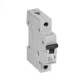 Interruttore automatico Legrand 419137 B20A 1P 6kA — interruttore automatico miniaturizzato B20A unipolare, potere di interruzione 6 kA
