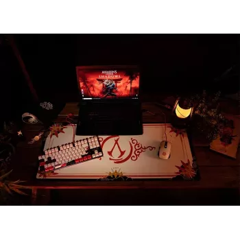 Lexip X Ubisoft - Assassin's Creed - Shadows XXL tappetino per mouse, nero, oro, rosso, bianco, immagine, base antiscivolo, tappetino da gaming