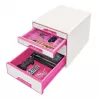 Leitz Cassettiera WOW Cube a 4 cassetti, 4 cassetti, plastica, rosa, bianco, 1 pz., 287 mm, 270 mm