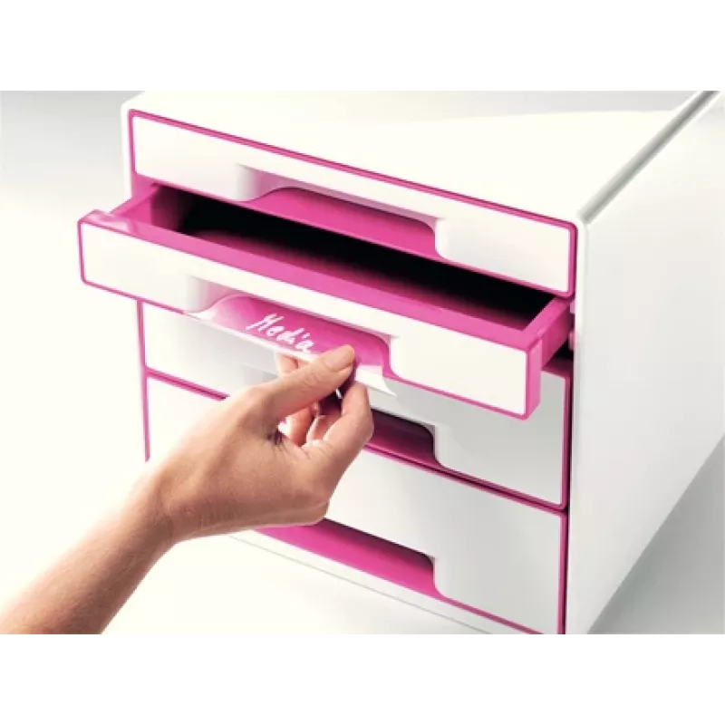 Leitz Cassettiera WOW Cube a 4 cassetti, 4 cassetti, plastica, rosa, bianco, 1 pz., 287 mm, 270 mm