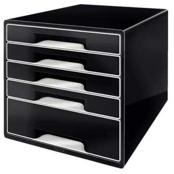 Leitz Desk Cube a 5 cassetti, 5 cassetti, plastica, nero, 1 pz., 270 mm, 287 mm