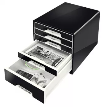 Leitz Desk Cube a 5 cassetti, 5 cassetti, plastica, nero, 1 pz., 270 mm, 287 mm
