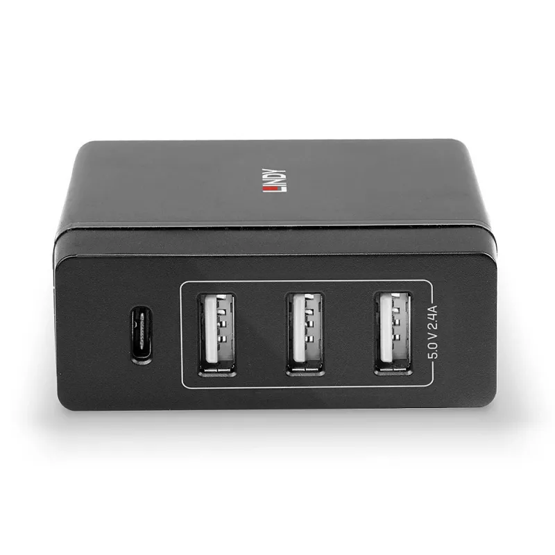 Lindy Caricabatterie smart 4 porte USB Type-C e A con Power Delivery, 72W