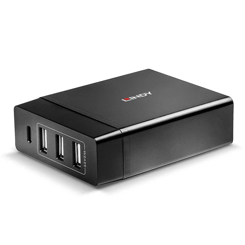 Lindy Caricabatterie smart 4 porte USB Type-C e A con Power Delivery, 72W
