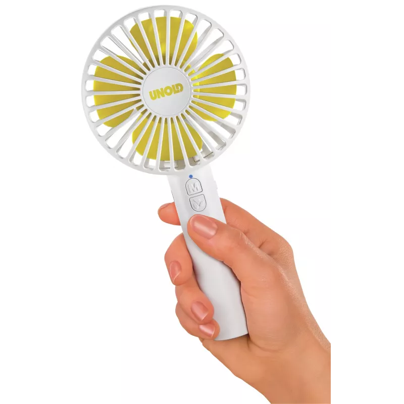 Ventilatore a mano Unold Breezy 86610, bianco/giallo